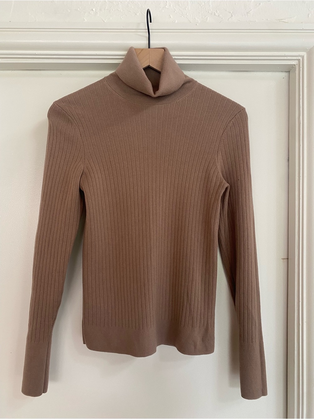 Reiss Ribbed Turtleneck Sweater in Light Brown